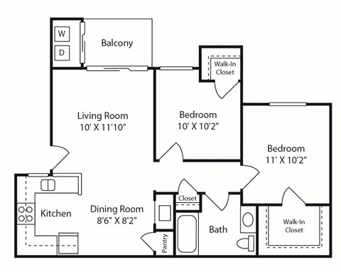 Waterstone at Murrieta Apartments in Murrieta, California 2x1 2D Floor Plan